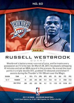 2017-18 Panini Ascension #60 Russell Westbrook Back