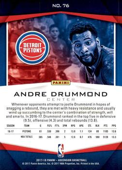 2017-18 Panini Ascension #76 Andre Drummond Back