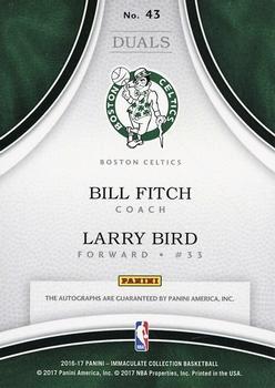 2016-17 Panini Immaculate Collection - Dual Autographs #43 Bill Fitch / Larry Bird Back