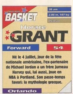 1995 French Sports Action Basket - Face 2 Face Orlando Magic #NNO Horace Grant Back