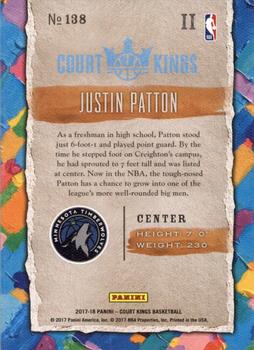 2017-18 Panini Court Kings #138 Justin Patton Back