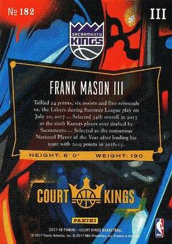 2017-18 Panini Court Kings #182 Frank Mason III Back