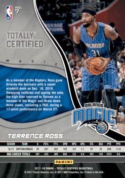 2017-18 Panini Totally Certified #7 Terrence Ross Back