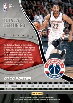 2017-18 Panini Totally Certified #94 Otto Porter Jr. Back