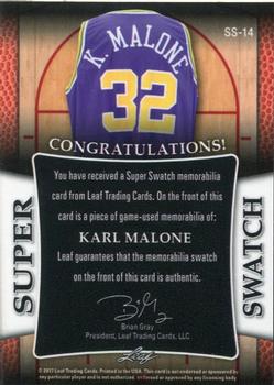 2017 Leaf Best of Basketball Unopened Edition Super Swatch #SS-14 Karl Malone Back