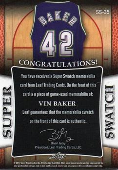 2017 Leaf Best of Basketball Unopened Edition Super Swatch #SS-35 Vin Baker Back