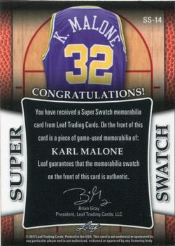 2017 Leaf Best of Basketball Unopened Edition Super Swatch - Green #SS-14 Karl Malone Back