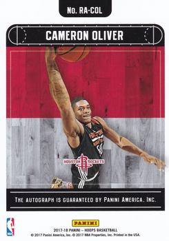 2017-18 Hoops - Rookie Autographs #RA-COL Cameron Oliver Back