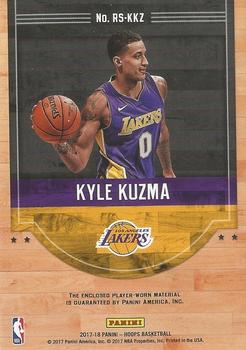 2017-18 Hoops - Rise N Shine Memorabilia #RS-KKZ Kyle Kuzma Back