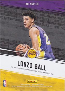 2017-18 Hoops - Red Hot Signatures Rookies #HSR-LB Lonzo Ball Back