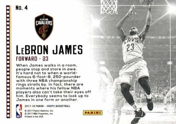 2017-18 Hoops - Lights Camera Action #4 LeBron James Back