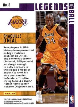 2017-18 Hoops - Legends of the Ball #3 Shaquille O'Neal Back