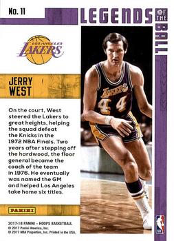 2017-18 Hoops - Legends of the Ball #11 Jerry West Back