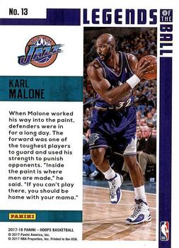 2017-18 Hoops - Legends of the Ball #13 Karl Malone Back