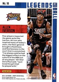 2017-18 Hoops - Legends of the Ball #16 Allen Iverson Back