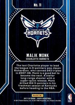 2017-18 Hoops - Faces of the Future #11 Malik Monk Back