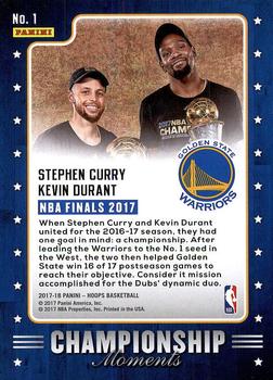2017-18 Hoops - Championship Moments #1 Kevin Durant / Stephen Curry Back