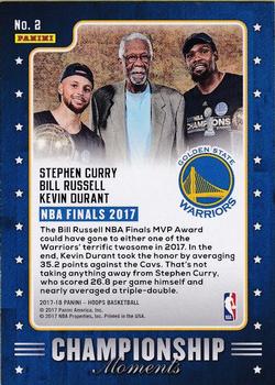 2017-18 Hoops - Championship Moments #2 Bill Russell / Kevin Durant / Stephen Curry Back