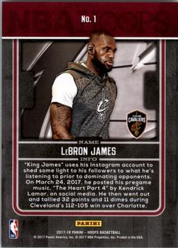 2017-18 Hoops - Back Stage Pass #1 LeBron James Back