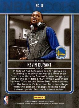 2017-18 Hoops - Back Stage Pass #2 Kevin Durant Back