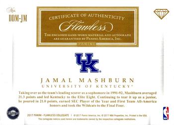 2017 Panini Flawless Collegiate - Dual Diamond Memorabilia Autographs Silver #DDM-JM Jamal Mashburn Back