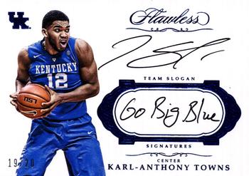 2017 Panini Flawless Collegiate - Flawless Team Slogan Signatures Sapphire #TSS-KAT Karl-Anthony Towns Front