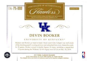2017 Panini Flawless Collegiate - Patch Autographs Emerald #PA-DBO Devin Booker Back