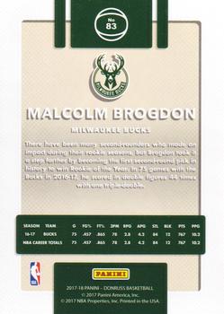 2017-18 Donruss - Press Proof Silver #83 Malcolm Brogdon Back