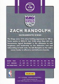 2017-18 Donruss - Press Proof Silver #130 Zach Randolph Back