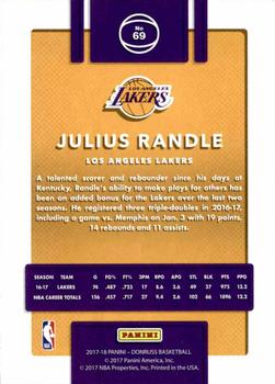 2017-18 Donruss - Press Proof Purple #69 Julius Randle Back