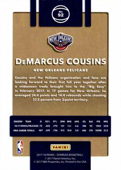 2017-18 Donruss - Press Proof Purple #92 DeMarcus Cousins Back