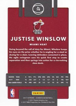2017-18 Donruss - Holo Red Laser #78 Justise Winslow Back