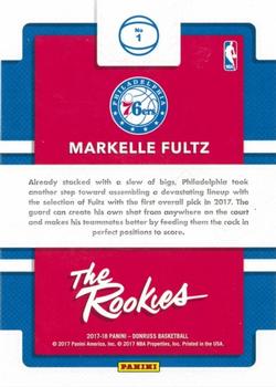 2017-18 Donruss - The Rookies #1 Markelle Fultz Back