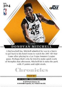 2017-18 Panini Chronicles #304 Donovan Mitchell Back