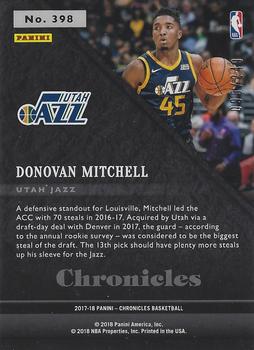2017-18 Panini Chronicles #398 Donovan Mitchell Back