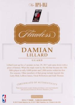2016-17 Panini Flawless - Dual Patch Autographs Gold #24 Damian Lillard Back