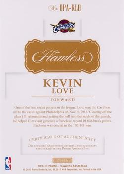 2016-17 Panini Flawless - Dual Patch Autographs Platinum #DPA-KLO Kevin Love Back