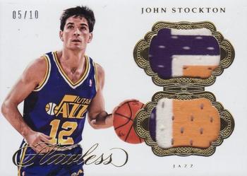 2016-17 Panini Flawless - Dual Patches Gold #52 John Stockton Front