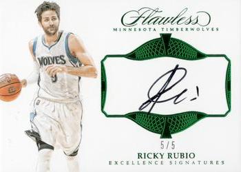 2016-17 Panini Flawless - Excellence Signatures Emerald #EX-RR Ricky Rubio Front
