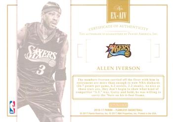 2016-17 Panini Flawless - Excellence Signatures Platinum #EX-AIV Allen Iverson Back