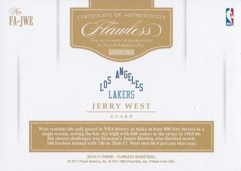 2016-17 Panini Flawless - Flawless Autographs Gold Proof #FA-JWE Jerry West Back