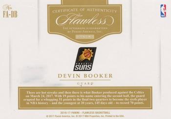 2016-17 Panini Flawless - Flawless Autographs Platinum #FA-DB Devin Booker Back