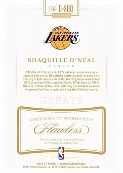 2016-17 Panini Flawless - Greats Gold #G-SHQ Shaquille O'Neal Back