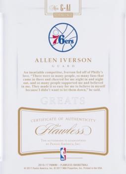 2016-17 Panini Flawless - Greats Ruby #G-AI Allen Iverson Back