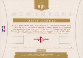2016-17 Panini Flawless - Momentous Patch Autographs Gold #M-JHR James Harden Back