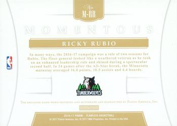 2016-17 Panini Flawless - Momentous Patch Autographs Ruby #M-RR Ricky Rubio Back