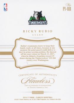 2016-17 Panini Flawless - Premium Ink Gold #PI-RR Ricky Rubio Back