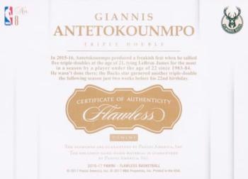 2016-17 Panini Flawless - Triple Double Platinum #8 Giannis Antetokounmpo Back