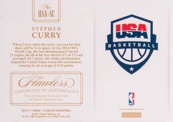 2016-17 Panini Flawless - USA Basketball Signatures Platinum #USA-SC Stephen Curry Back