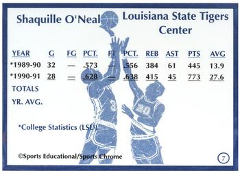 1991-92 Sports Educational #7 Shaquille O'Neal Back